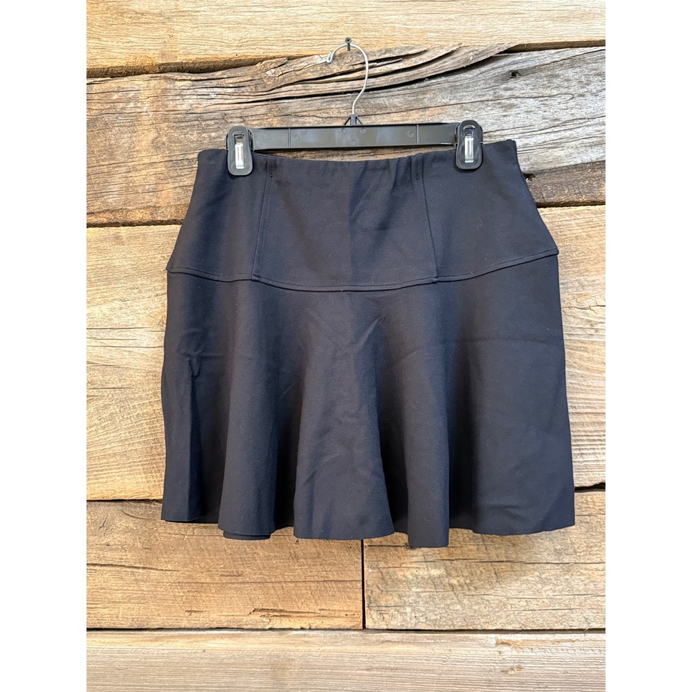 Free People Black Ponte Knit Flared Mini Skirt OB847223 Size L NWT